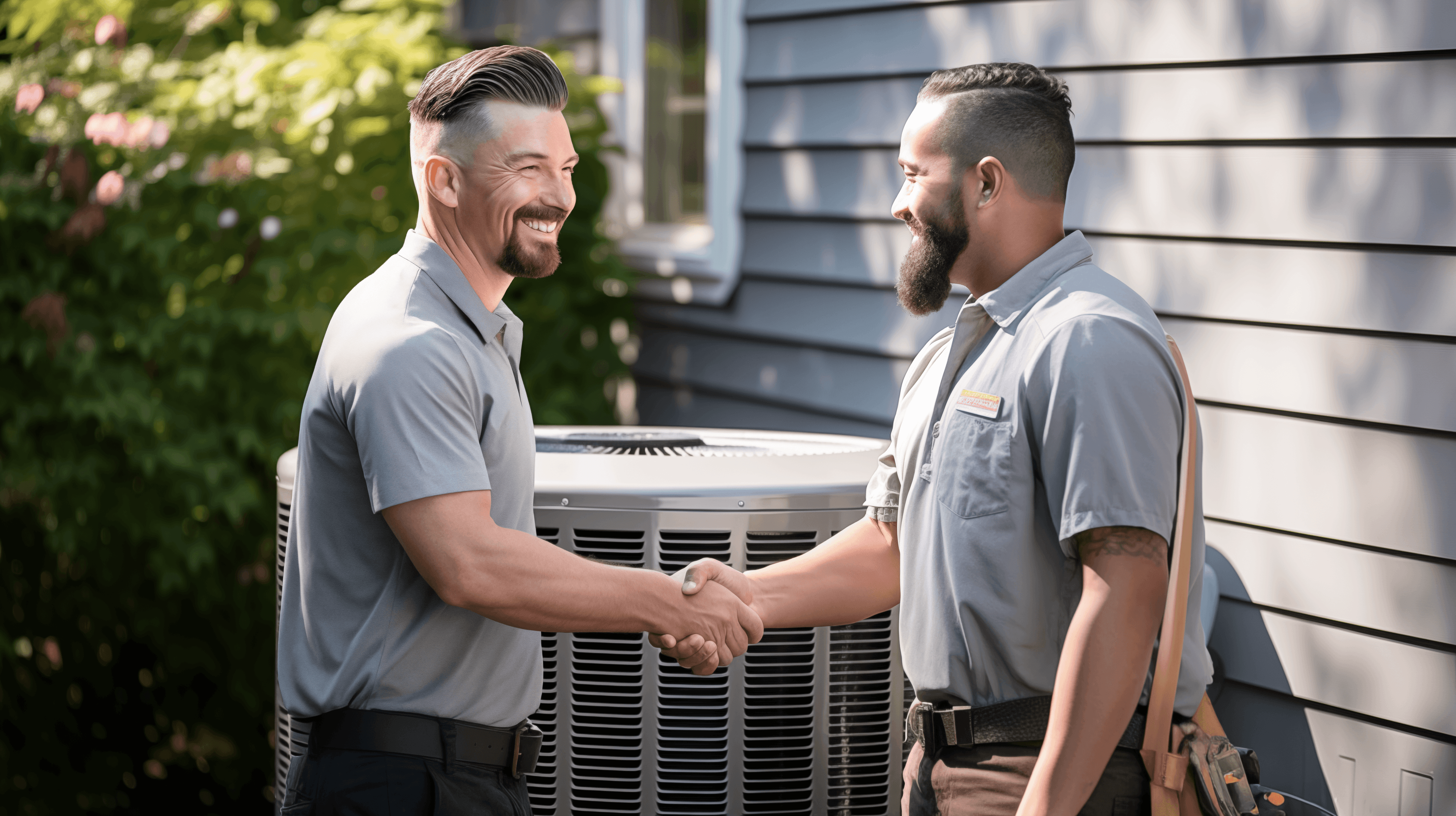Homeowner shaking HVAC contractor's hand