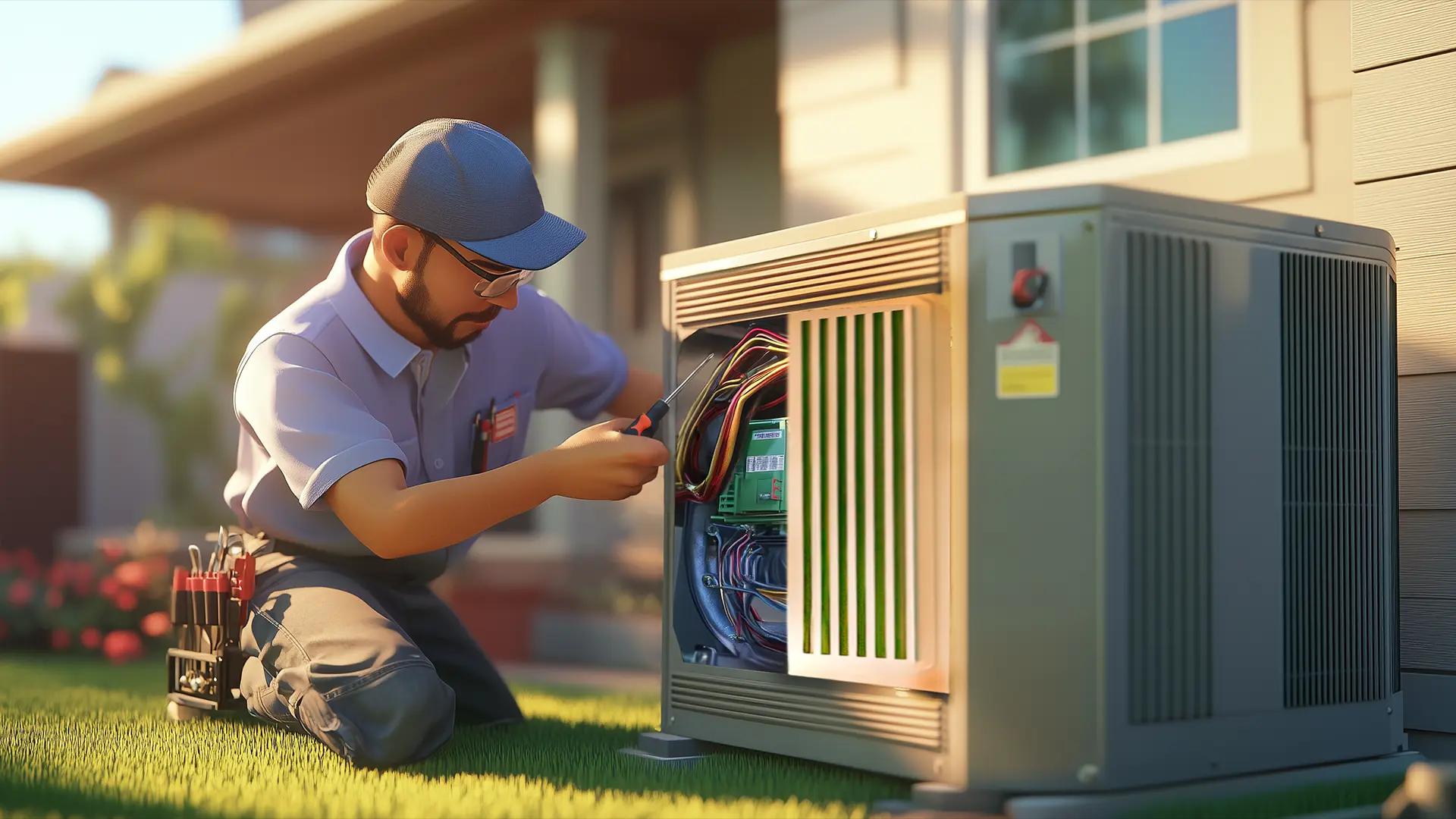 Man fixing an HVAC system