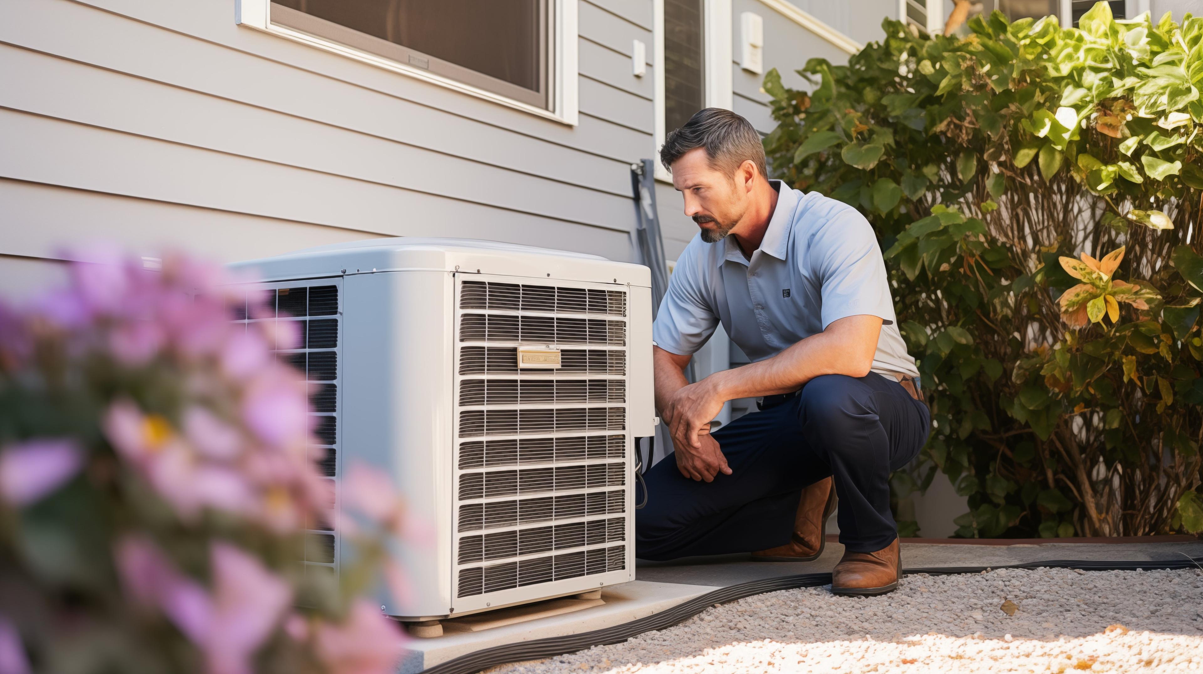 HVAC technician inspecting air conditioner