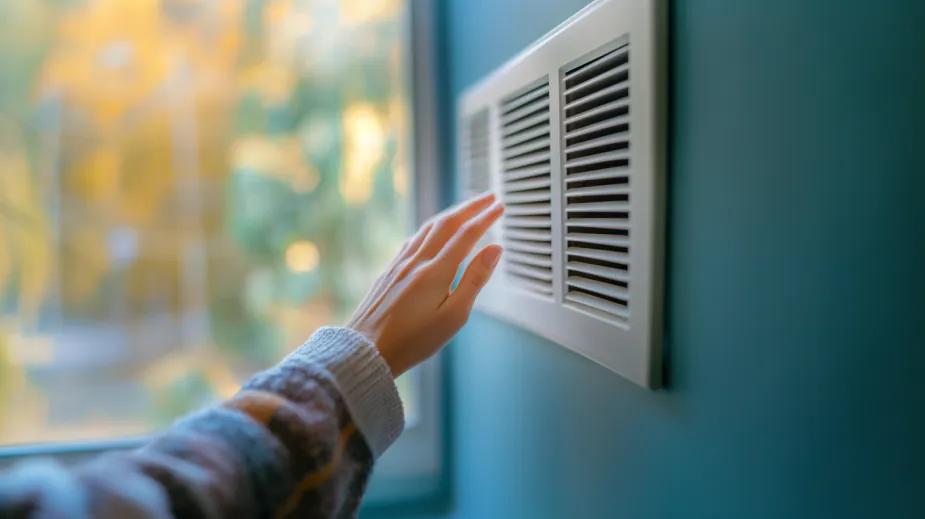 Woman places hand over air vent