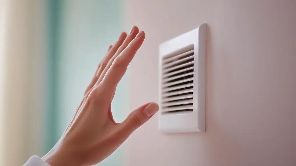 Homeowner placing hand over air vent