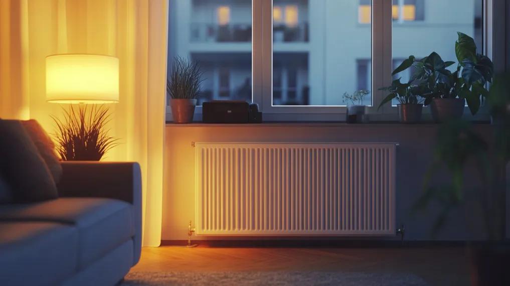 Radiator on a living room wall