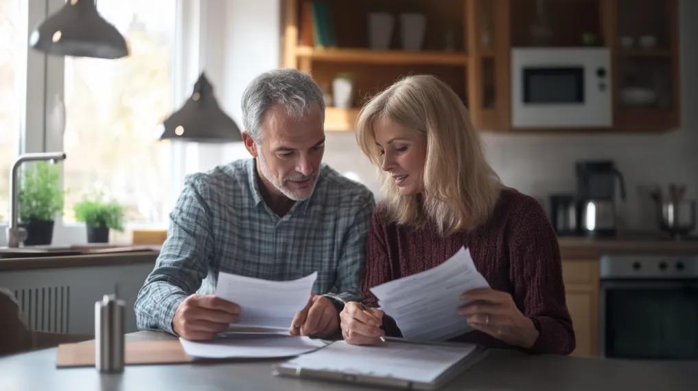 Couple looking over paperwork