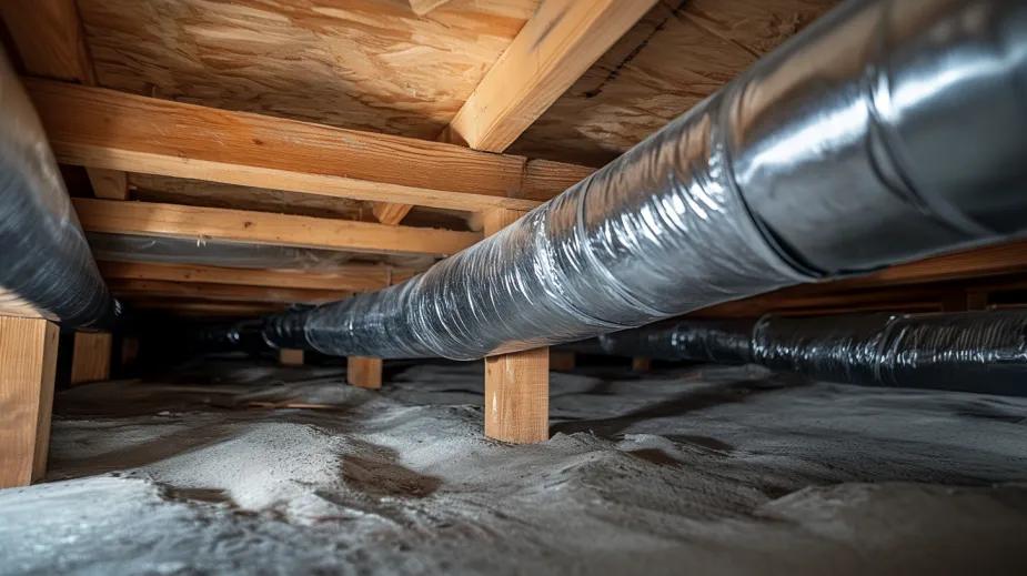 Ductwork running through a home's crawl space