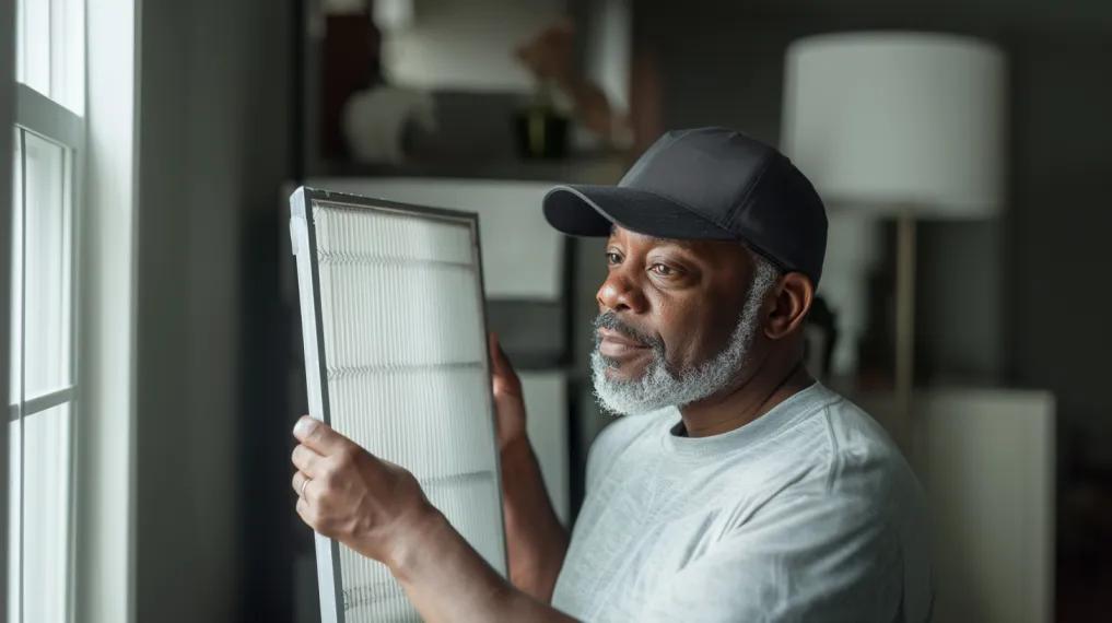 Man holding HVAC air filter