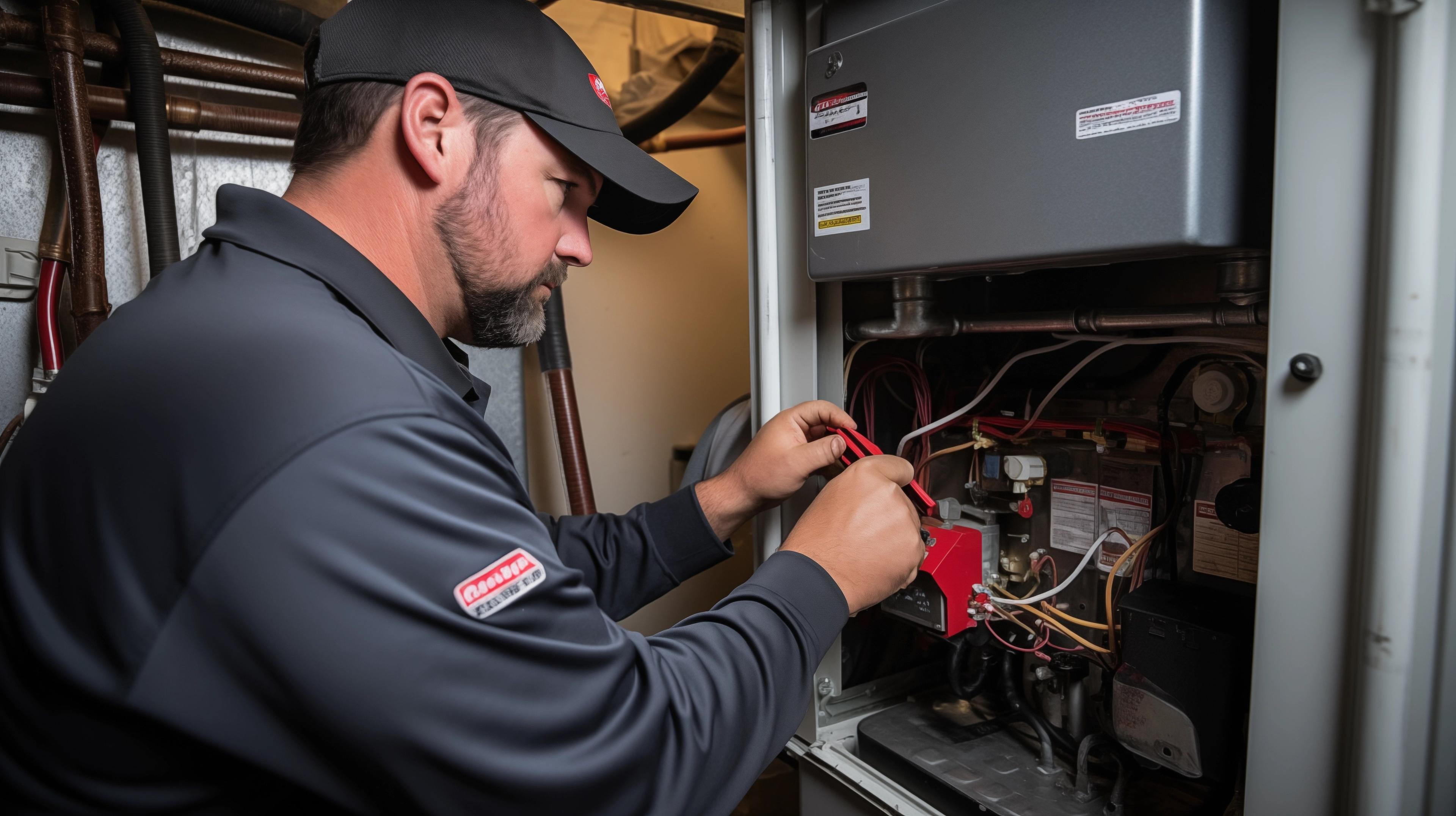 HVAC technician repairing a furnace